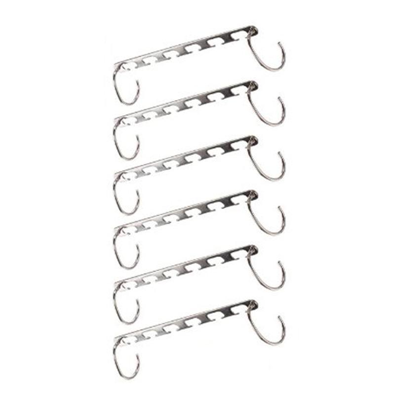 6pcs Stainless Iron Closet Hook Cloth Hanger Wardrobe Organizer Space Saver