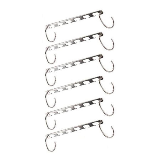 6pcs Stainless Iron Closet Hook Cloth Hanger Wardrobe Organizer Space Saver