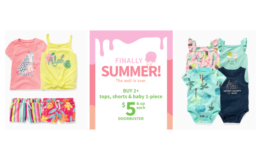 Pick up baby’s summer wardrobe at this sale! These are my absolute fave outfits for summer! Shop for Tops, Shorts, Leggings, & One Piece Baby Rompers Starting at $5 Each at Carter’s Must buy 2+ to receive discount