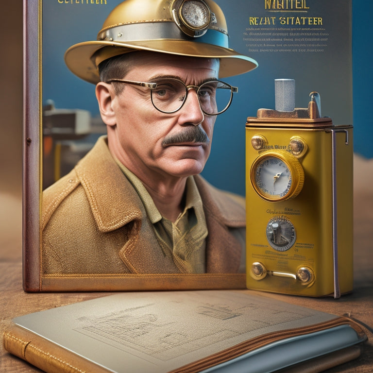 A detailed illustration of a vintage-style manual cover featuring a prominent illustration of a battery starter tester with copper wires, gauges, and a metal casing, set against a warm, yellowed background.