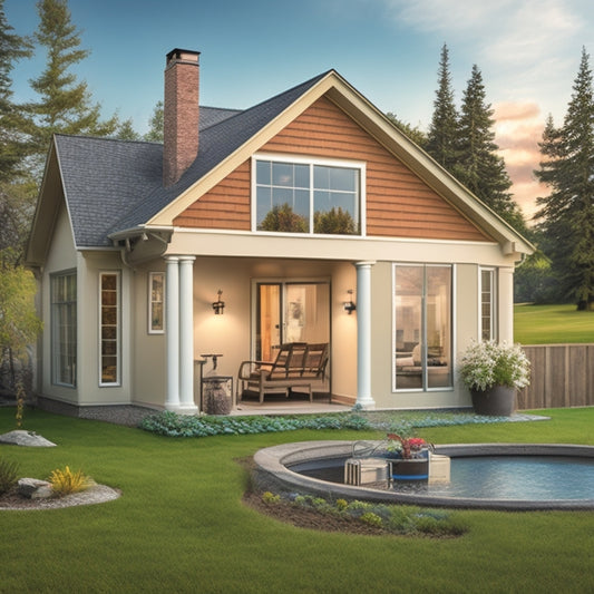 An illustration of a geothermal heat pump system with various gauges, dials, and meters displaying temperature, pressure, and energy usage readings, set against a background of a cozy, eco-friendly home.