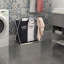 Load image into Gallery viewer, Get qf laundry hamper with 3 sections foldable sorter laundry basket for bedroom laundry room bathroom college apartment and closet
