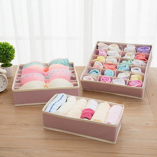 3Pcs Non-woven Underwear Storage Box Bra Scoks Container Foldable Wardrobe Organizer Divider